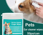 Original ear cleaning wipes for cats and dogs, gently remove wax, dirt, and mites, prevent odors and infections, safe for regular use.