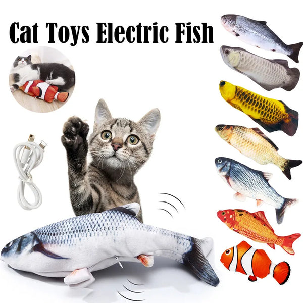 Interactive original electric cat toy fish, USB rechargeable, soft and durable, encourages play, exercise, and mental stimulation for cats, safe and realistic plush design.