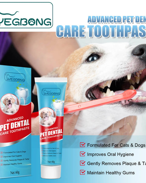 Original pet dental care toothpaste for dogs and cats, promotes oral hygiene, fresh breath, tartar removal, and plaque prevention