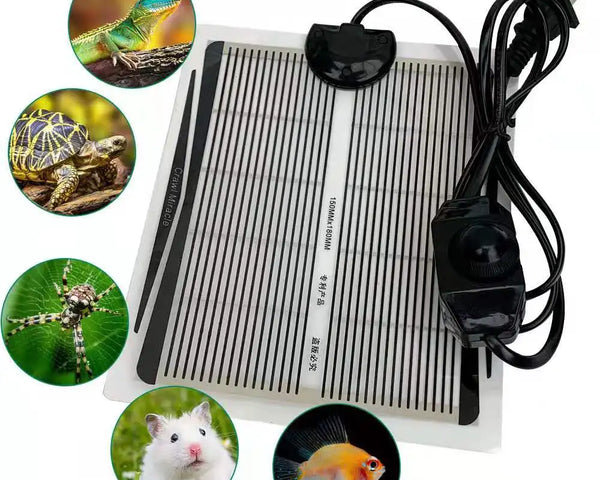 Original reptile heating mat with adjustable temperature controller, safe and durable for spiders, snakes, lizards, tortoises, and other reptiles.