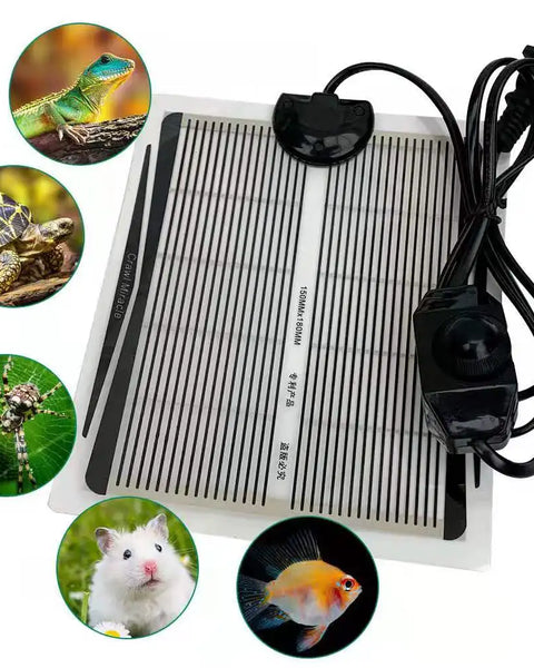 Original reptile heating mat with adjustable temperature controller, safe and durable for spiders, snakes, lizards, tortoises, and other reptiles.