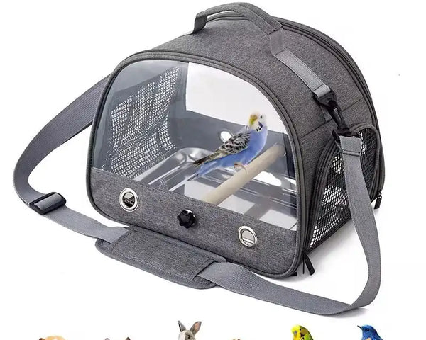 Original small pet and bird travel carrier, lightweight, durable, portable, easy-to-clean, safe for parrots, hamsters, rabbits, and other small animals.