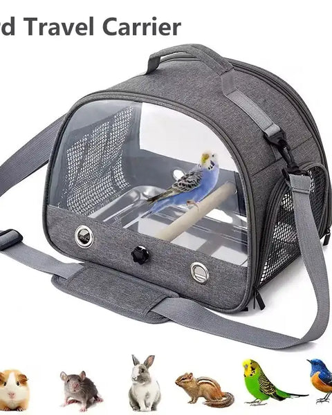 Original small pet and bird travel carrier, lightweight, durable, portable, easy-to-clean, safe for parrots, hamsters, rabbits, and other small animals.