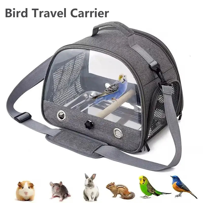 Original small pet and bird travel carrier, lightweight, durable, portable, easy-to-clean, safe for parrots, hamsters, rabbits, and other small animals.