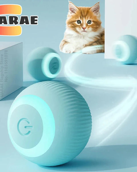 Smart original electric interactive rolling ball for cats, motion-activated, rechargeable, soft silicone, promotes play, exercise, and mental stimulation, safe and durable.